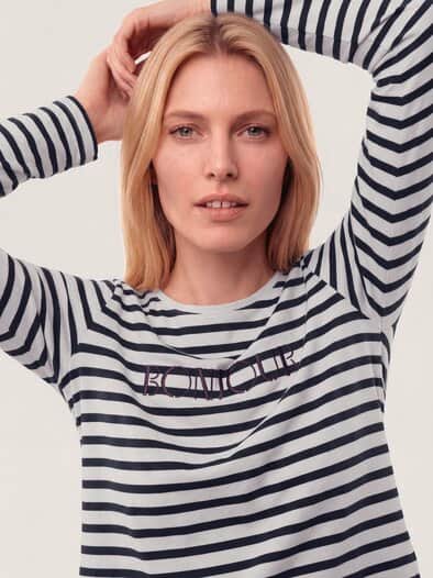 Ringelshirt Bonjour Blau/Weiß