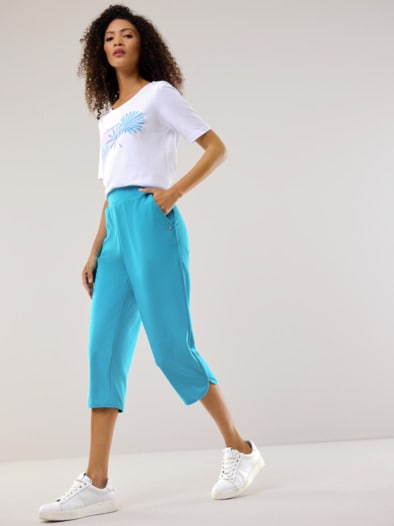 Baumwollstretch Caprihose Azurblau