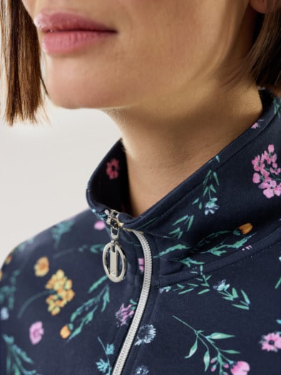Baumwollstretch Jacke Gartenblume Blau