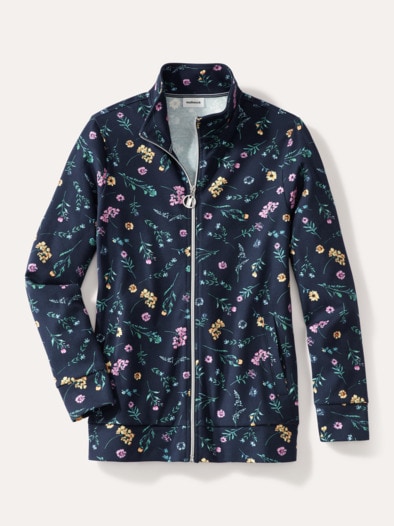 Baumwollstretch Jacke Gartenblume Blau
