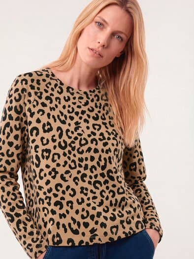 Baumwollstretch Sweatshirt Leo Druck