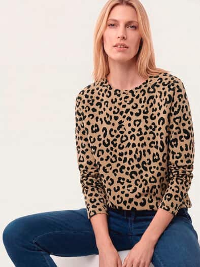Baumwollstretch Sweatshirt Leo Druck