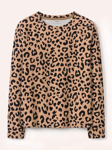 Baumwollstretch Sweatshirt Leo Druck