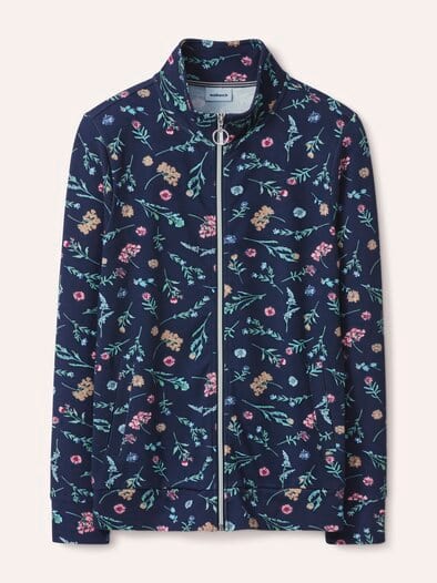 Baumwollstretch Jacke Blume Marine