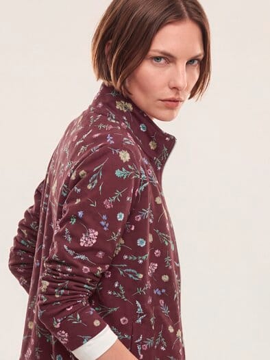 Baumwollstretch Jacke Blume Merlot
