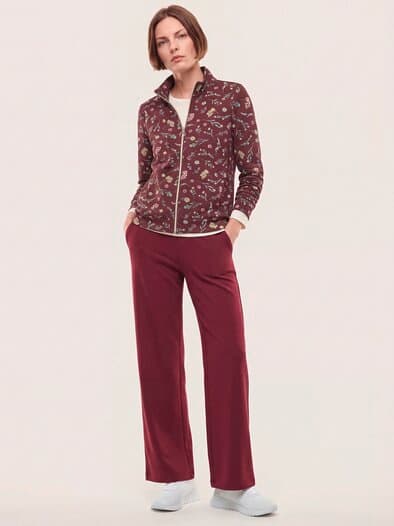 Baumwollstretch Jacke Blume Merlot