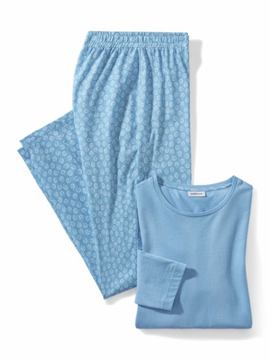 Pyjama Everynight Hellblau Blumen