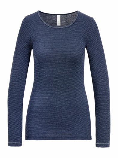 Thermo-Langarmshirt Blau gestreift