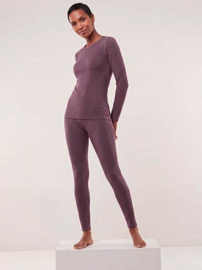 Thermo-Langarmshirt Bordeaux gestreift