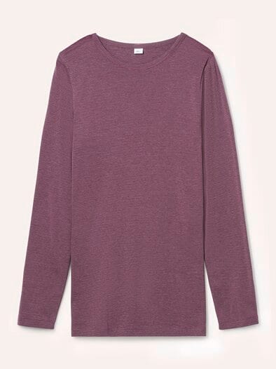 Thermo-Langarmshirt Bordeaux gestreift