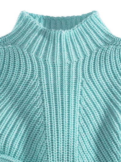 Patentpullover Nahtlos Aqua/Weiß