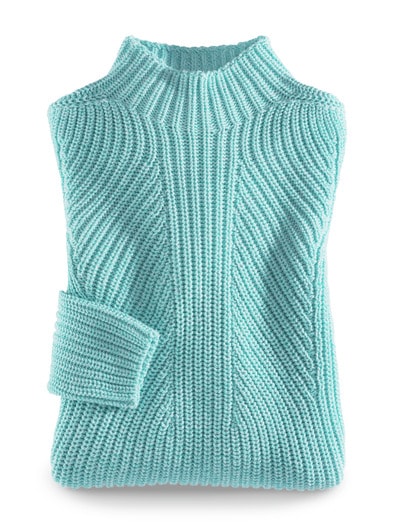 Patentpullover Nahtlos Aqua/Weiß