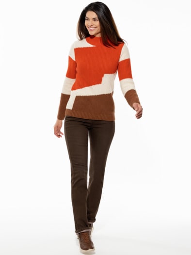 Perlfang-Pullover Landpartie Terracotta