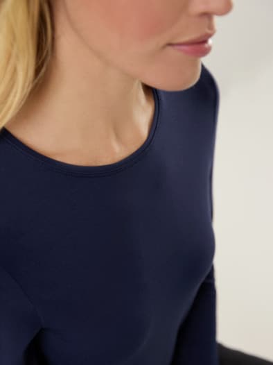 Viskose-Shirt Langarm Marine