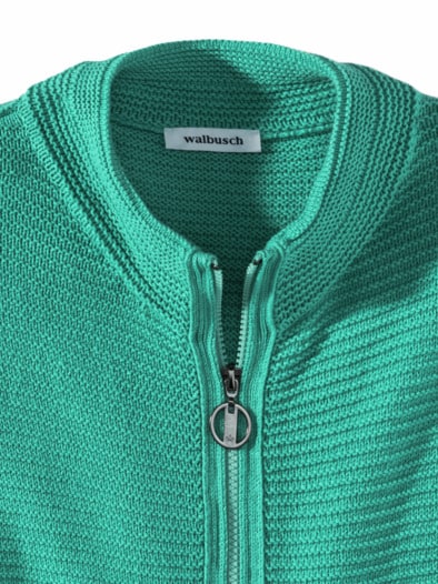 Baumwoll-Zip-Strickweste Aqua