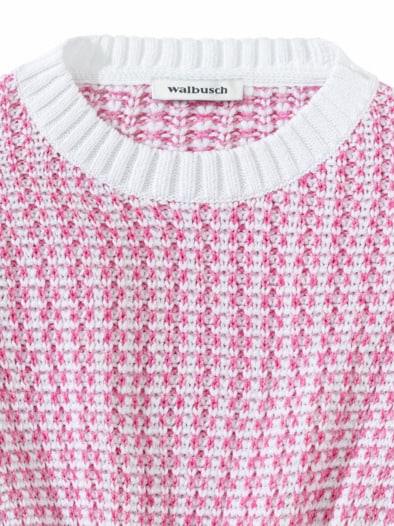 Bändchen Pullover Bicolor Fuchsia/Weiß