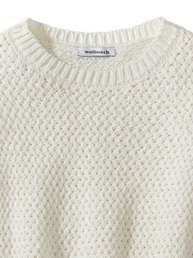 Baumwollbändchen-Pullover Firenze Offwhite