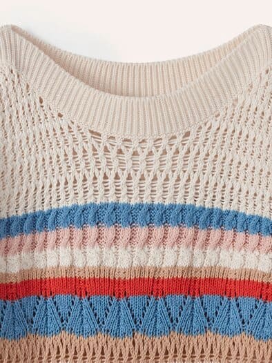 Pullover im Häkel-Look Multicolor Offwhite