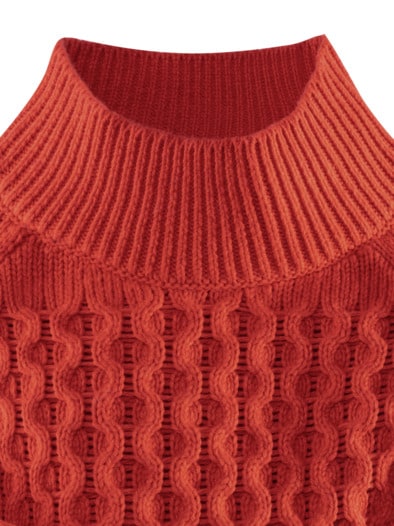 Wabenstruktur-Pullover Rostorange