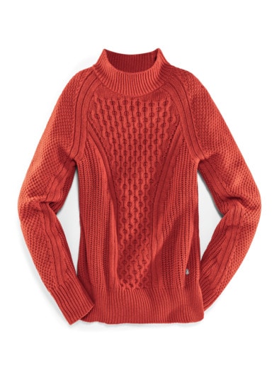 Wabenstruktur-Pullover Rostorange