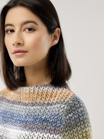 Grobstrick-Pullover Farbverlauf Oliv/Siena
