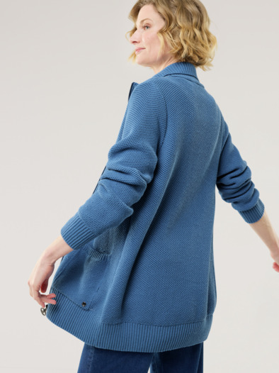 Zip-Longstrickjacke Königsblau
