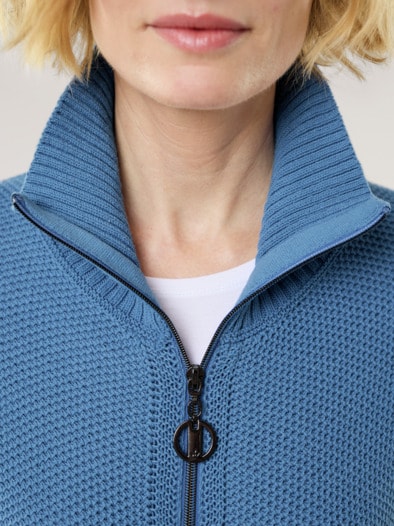 Zip-Longstrickjacke Königsblau