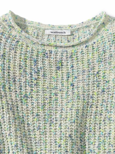 Boucle Pullover Multicolor Offwhite/Königsblau