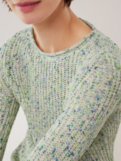 Boucle Pullover Multicolor Offwhite/Königsblau