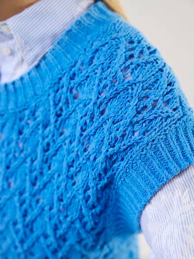 Pullunder mit Ajourmuster Meerblau