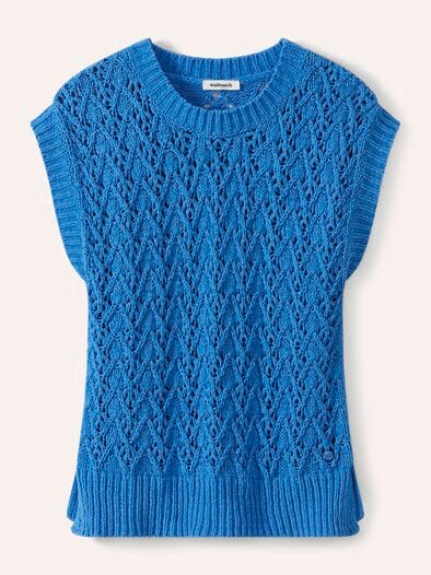 Pullunder mit Ajourmuster Meerblau