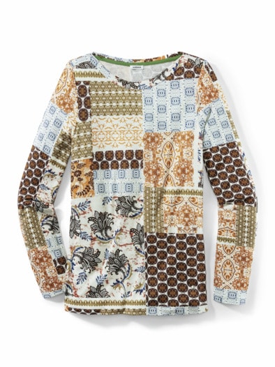 Viskoseshirt Kachelprint Multicolor Caramel