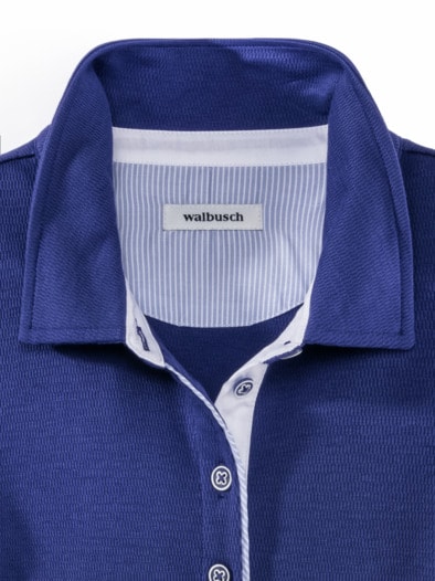 Poloshirt Strukturmuster Lapisblau