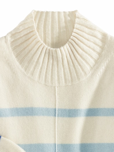 Cashmere-Seide-Pullover Streifenablauf Persischblau