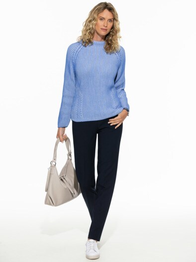 Pima-Cotton Pullover Vanise Königsblau/Offwhite