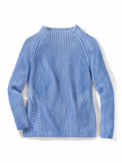 Pima-Cotton Pullover Vanise Königsblau/Offwhite