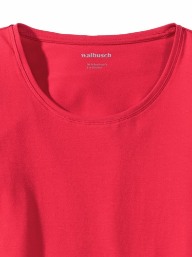 Baumwoll-Basic-Shirt Langarm Feuerrot