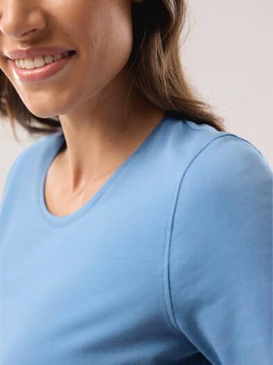 Baumwoll-Basic-Shirt Halbarm Jeansblau