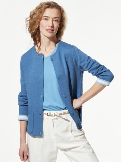 Doubleface-Strickjacke Rauchblau