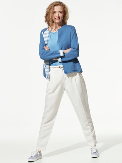 Doubleface-Strickjacke Rauchblau