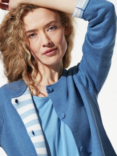 Doubleface-Strickjacke Rauchblau