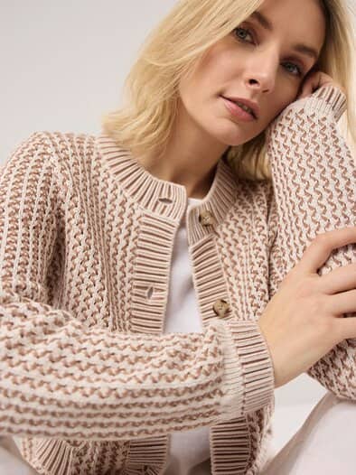 Strickjacke Chic & Go Natur/Praline