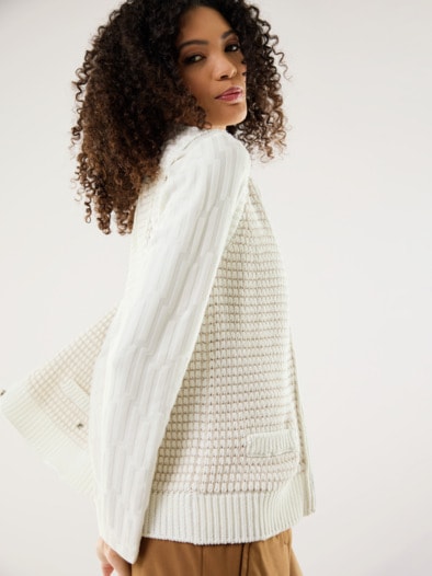 Reißverschlussweste Sommertweed Offwhite