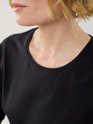 Baumwoll-Basic-Shirt Halbarm Schwarz
