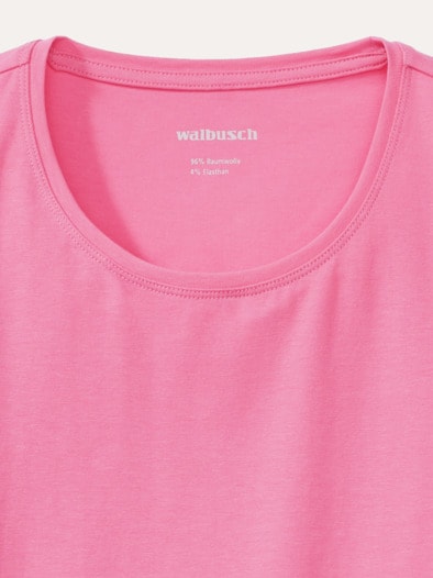 Baumwoll-Basic-Shirt Halbarm Malve