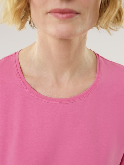 Baumwoll-Basic-Shirt Halbarm Malve