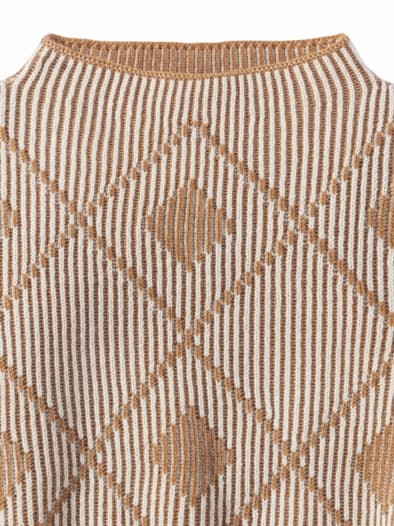 Vanise-Pullover Karree Offwhite/Caramel