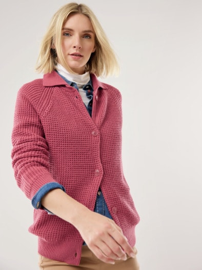 Merino-Strickjacke Waffelstruktur Siena