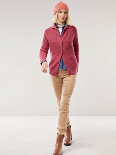 Merino-Strickjacke Waffelstruktur Siena