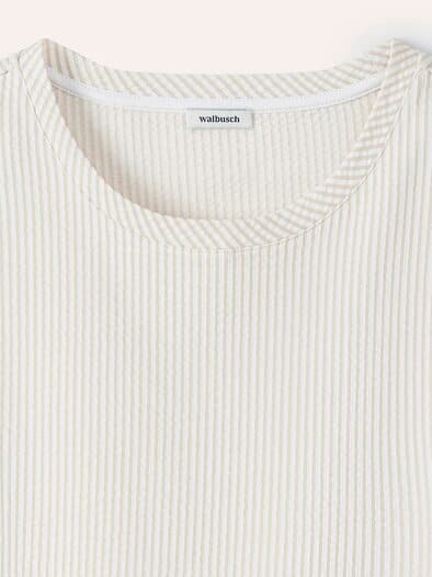 Streifenshirt Seersucker Sand